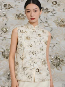 Polyester Organza Nail Bead and Sequins Embroidery Fabric for Dress Wedding Dress Hem Neckline Clothing Fabric