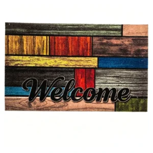 Polyester Printed Faux Coconut Fiber Door Mat PVC Back Outdoor Welcome Mat Dirt Trapper Easy to Clean