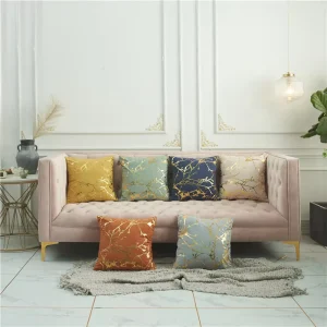 Polyester Printed Throw Pillow Cover for Home Living Room Decoration Bronzing Velvet Cushion Cover BoHo Pillowcase