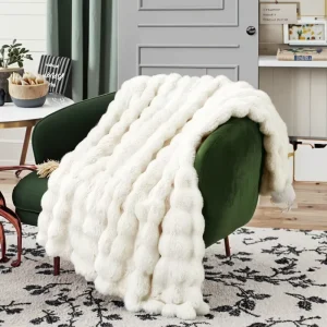 Polyester Rabbit Faux Fur Thick Throw Blankets Throws for Sofa Couch