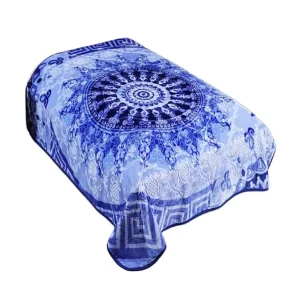 Polyester Raschel Knitted Blanket Vintage Festival Joyous Floral Geometric Four Seasons Use 200x240CM Indoor Outdoor