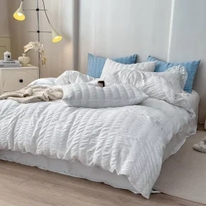 Polyester Seersucker Winter Four Piece Bedding Set Hotel Home Twin Queen King Size Duvet Cover Bedding Sets
