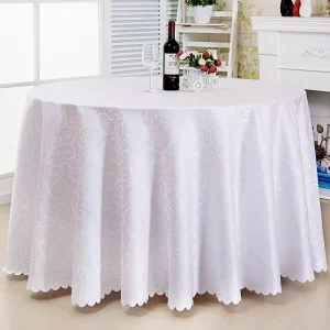 Polyester Single Hook Round Jacquard Tablecloth Table Cover for Dining, Outdoor, Wedding, Banquet, Restaurant, Hotel