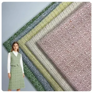 Polyester Slub Yarn Space Dyed Tweed Fabric Small Fragrance Woven Cloth for Suit Vest Dress Coat Bag Shoes Custom