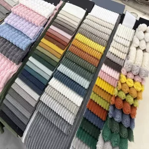 Polyester Sofa Fabric Jacquard Stripe Fleece Knitted Yarn Dyed Home Decor Fabric