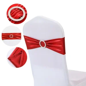 Polyester Spandex Elastic Chair Sashes for Wedding Events Party Chair Cover Shiny Print Stretch Chair Back Tie Band