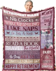 Polyester Throw Blanket for Retirement Gifts Skin-Friendly Modern Vintage Design Nonwoven Technology Machine Washable 60×50 Inch