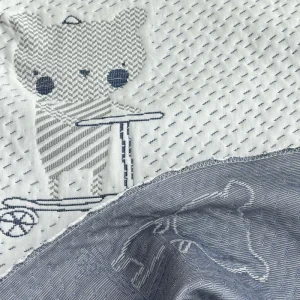 Polyester Tricot Yarn Dyed Stretch Fabric Home Textile Knitted Jacquard Mattress Cover for Kids 300g