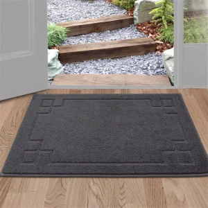 Polyester Tufted Striped Absorbent Anti-Slip Pet Friendly Washable Front Door Floor Mats for Indoor/Outdoor Use