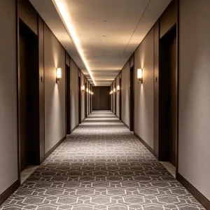 Polyester Walkway Carpet Custom Art Free Swatch Fire Resistant Long Term Global Hotel Cooperation Partner
