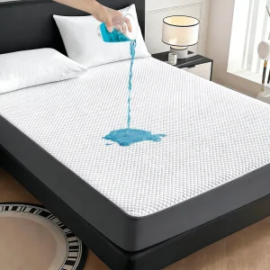 Polyester Waterproof Mattress Protector Queen Size Breathable Noiseless Deep Pocket 6″-18″ 300TC All Season Machine