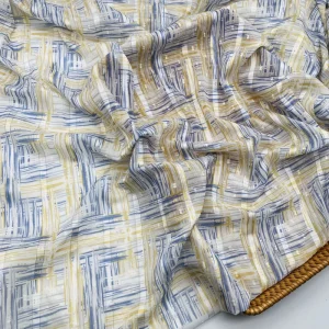 Polyester Woven Printing Jacquard Chiffon Fabric with Metallic Stripe for Fashion Lady’s Garments
