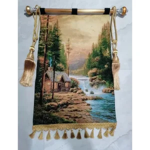 Polyester Yarn Dyed Woven Jacquard Aubusson Tapestry with People Pattern and 3D Embroidery