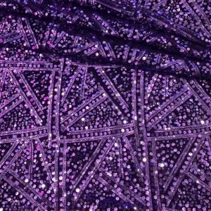 Polygon Embroidered Bead Mesh Fabric for Luggage Shoes Sofa Bags Clothing Accessories for Weddings and Girls