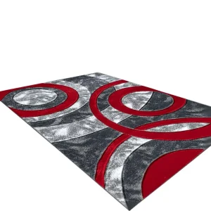 Polypropylene Door Mat Rugs Indoor Use Super Soft Medium Pile Non Shed Rectangle Concentric Circles Shaggy Medium Pile