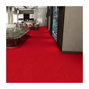 Polypropylene Loop Pile Wall to Wall Red Carpet Flooring Roll for Hotel Office Restaurant