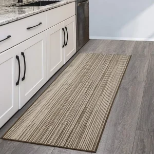 Polypropylene Striped Hallway Runner Non Slip Rug Washable Stain Resistant