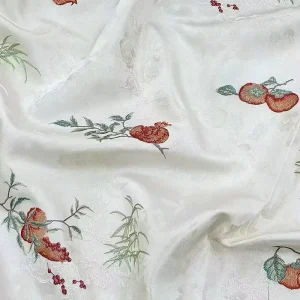Pomegranate and Bamboo Leaf Traditional Chinese Song Brocade Embroidered Clothing Fabric New Chinese Style Qipao Dress Fabric