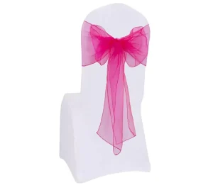 Popular Hot pink Organza Sashes for Wedding Banquet Chairs