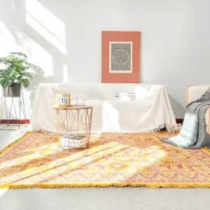 Popular Modern Boho Woven Rugs Jacquard Machine Made Sofa Carpet Non Slip Washable Home Camping Travel Use