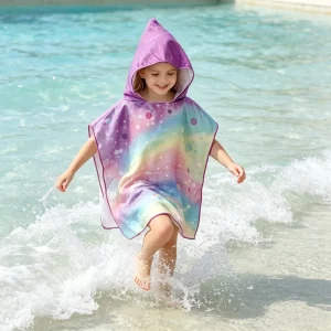 Popular Styles Custom Children’s Windproof Swimming Poncho Bathrobe Towel Baby Printed Beach Towel