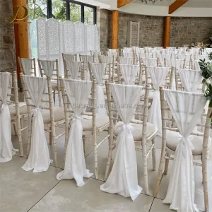Popular White Polyester Sashes Wedding Events Chair Sash Cover Elegant Chiffon Chair Sash