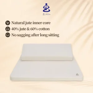 Portable Crescent Meditation Seat Cushion with Natural Jute Core Non Sagging Posture for Posture Correction Support