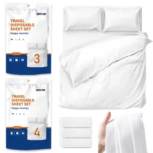 Portable Disposable Hotel Bed Sheets Travel Quilt Cover Pillowcase Duvet Set Anti Dust Mite Protection All Season 200TC for