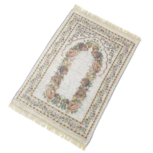 Portable & Durable Jacquard Tufted Floral Prayer Mat Rectangle Washable for Home Picnic Camping Use Muslim Style