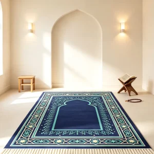 Portable Islamic Prayer Carpet Soft Plush Padded Polyester Muslim Prayer Mat for Travel and Home Use