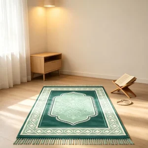 Portable Islamic Prayer Mat Plush Thick Padded Polyester Muslim Prayer Carpet for Daily Praying
