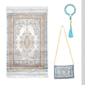 Portable Lightweight Polyester Prayer Mat Foldable Pocket Islamic Carpet with Carry Bag for Muslim Travel Outdoor Use