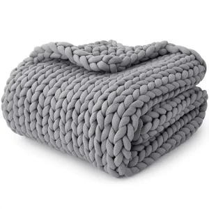 Portable Medium Weight Room Decor Throw Blanket Hand Knitted Comfortable Weighted Blanket Sofa Bed Heavy Knit Blanket