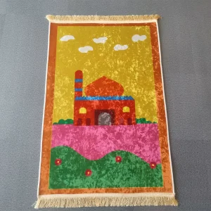 Portable Modern Polyester Washable Cushioned Travel Islamic Muslim Prayer Mat Large Size for Kids Home Use Ramadan Eid