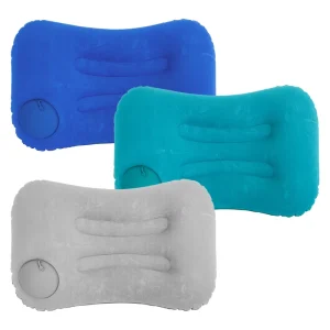 Portable Outdoor PVC Flock Finished Pillow Self Inflating Lumbar Cushion Foldable Medium Size Prone Sleeping Headrest