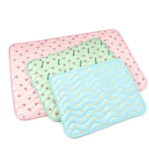 Portable Rectangle Ice Silk Waterproof Pet Cooling Mat Breathable Fruit Print Dog Bed Cushion Self Cooling Cat Sofa Pad Indoor