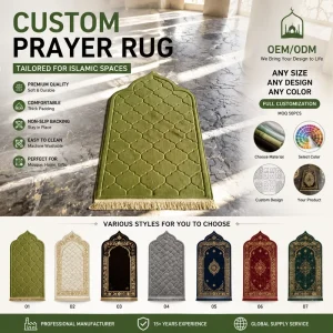 Portable Travel Prayer Mat Qibla Compass Waterproof Polyester Muslim Prayer Rug for Home Mosque Worship Use