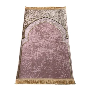 Portable Travel Prayer Mat with Bag Musallah Islamic Polyester Machine Made Woven Floral Pattern Cushioned