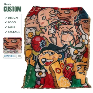Practical Custom Design Jacquard Cotton Polyester Tapestry Woven Lightweight 0.9kg Four Seasons Use Folded Portable