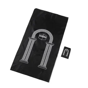 Prayer Rug Muslim Dark Green Pocket Portable Muslim Travel Prayer Mat with Pocket Sized Carry Bag