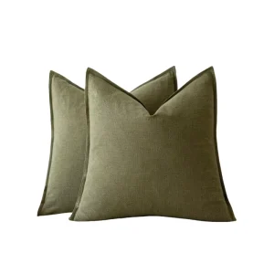 Pre Washed Pure Cotton Solid Throw Pillow Cover Natural Wrinkle Linen Look Sofa Cushion Case for Homestay and Hotel