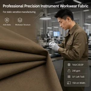 Precision Instrument Workwear Fabric T65 C35 SP Anti Static Woven Textile for Professional Industrial Uniform Production
