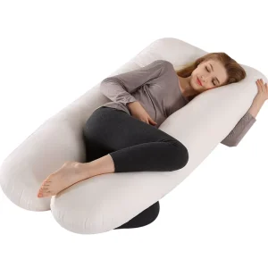 Pregnancy Grey U Shape 100% Cotton Body Pillow with Anti Snore Feature Machine Washable for Maternity Comfort and Support