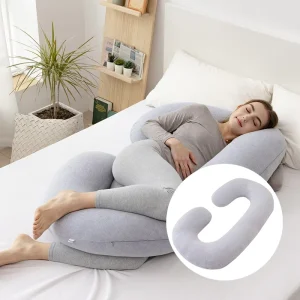 Pregnancy Pillow Grey C Shape Full Body Pillow and Maternity Pillow Support for Back Hips Belly for Pregnant Women