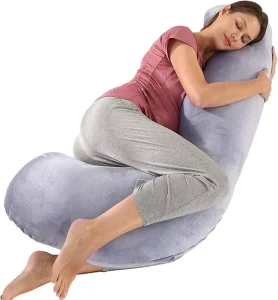 Pregnancy Pillow for Sleeping Maternity Body Pillow with Cooling Cover Support Back Hips Legs Belly