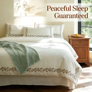 Premium 100% Cotton 4pc Bed Sheet Set Simple Eco-Friendly Breathable Bedding Duvet Cover Set