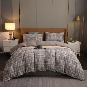 Premium 100% Cotton Bedding Set Four Piece Plush Elegant Minimalism Geometric Popular Retro Yarn Dyed Weaved Sheet Pillow Quilt