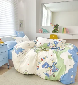 Premium 100% Cotton Cute Cartoon Design Bedding Set for Kids Boys Girls 100 Cotton Cute Dinosaur Printing Bedding Comforter Set