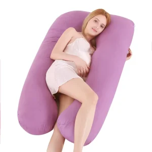 Premium 100% Cotton Multi Functional U Shaped Body Pregnancy Pillow Zipper Design for Comfortable Bed Sleeping Soft for Pregnant