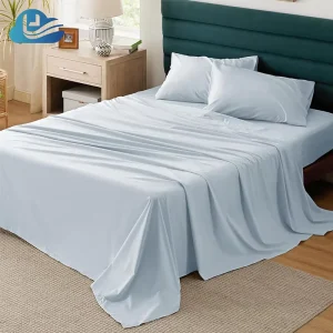 Premium 100% Cotton Solid Anti-Bacteria Bedding Set 300TC Plain Folded Fitted & Flat Sheets Double Queen King Beds